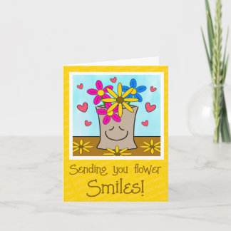 Carte Fleurs Dans Sac D'Épicerie Souriante Penser À Vous
