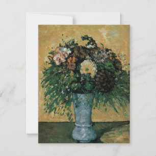 Carte Fleurs dans un Vase Bleu par Paul Cezanne Art Vint