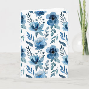 Carte Fleurs d'aquarelle bleu marine élégantes