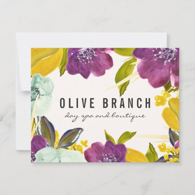 Carte Fleurs d'aquarelle Boho | Certificat cadeau floral (Devant)