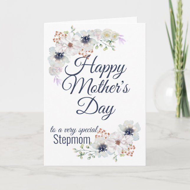 Carte Fleurs d'aquarelle Fête des mères de StepMom (Devant)