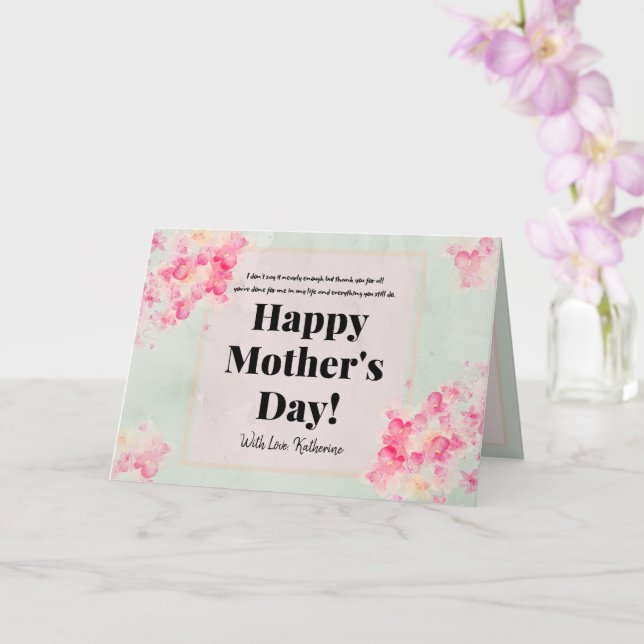 Carte Fleurs d'aquarelle Fille moderne Fête des mères (Orchidée)