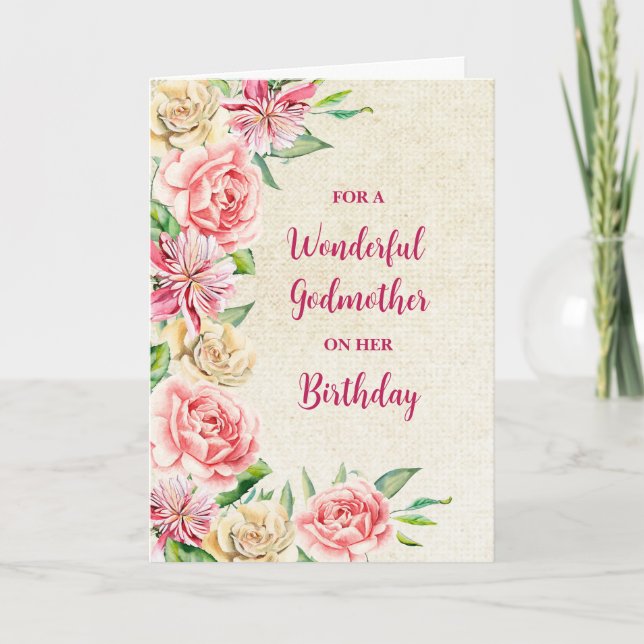 Carte Fleurs d'aquarelle printanière Godmère Anniversair (Devant)