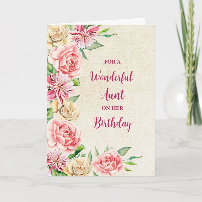 Carte Fleurs d'aquarelle printanière Tante Anniversaire (Devant)
