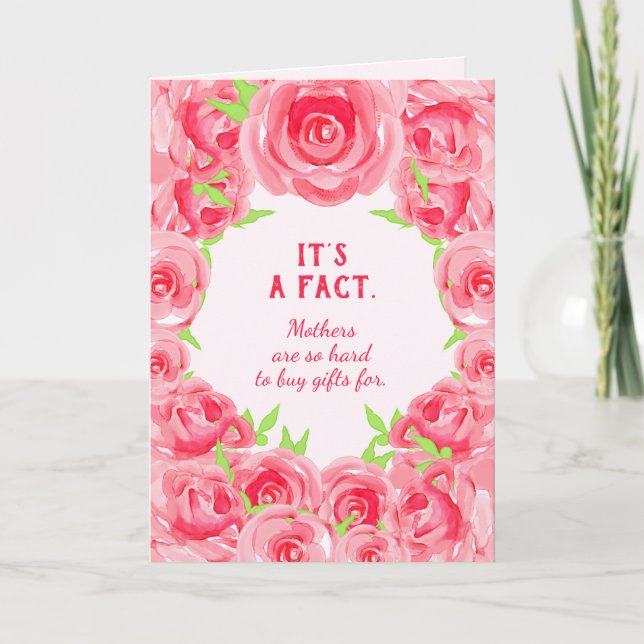 Carte Fleurs d'aquarelle rose amusante fête des mères (Devant)