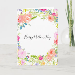 Carte Fleurs d'aquarelle rose pâle Fête des mères