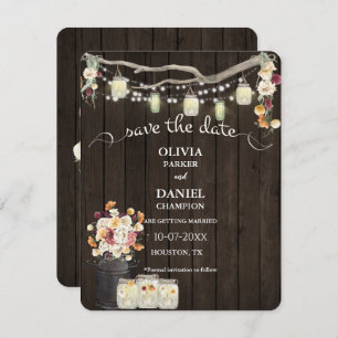 Carte Fleurs d'aquarelle rustiques Mason Jar