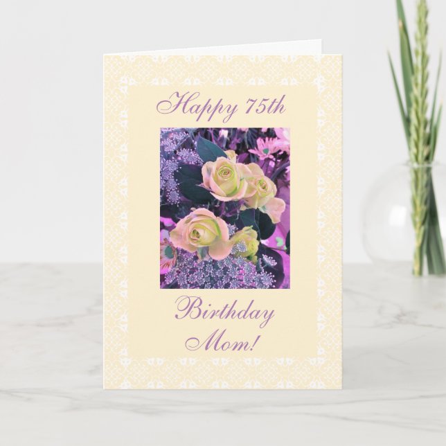 Carte Fleurs de 75ème anniversaire de mère frénésie (Devant)