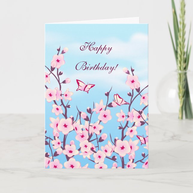 Carte Fleurs de cerises florales Anniversaire (Devant)