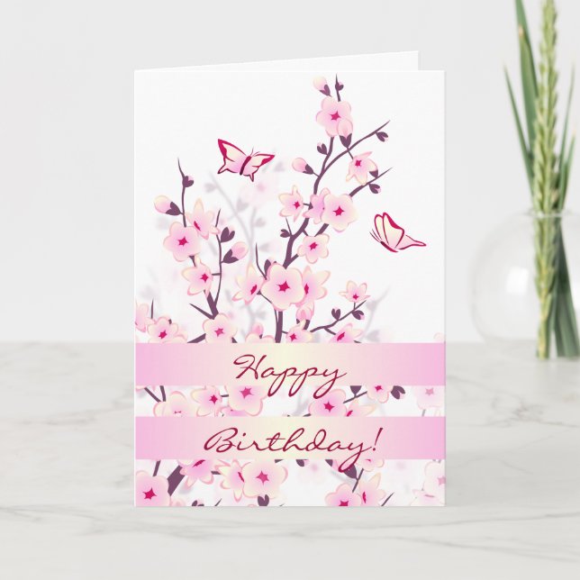 Carte Fleurs de cerises florales Joyeux anniversaire (Devant)
