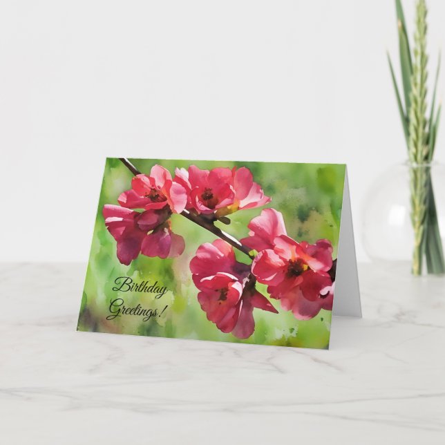 Carte Fleurs de cerisier Aquarelle Art Anniversaire (Devant)