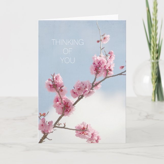Carte Fleurs de cerisier dans le ciel pensant à vous (Devant)
