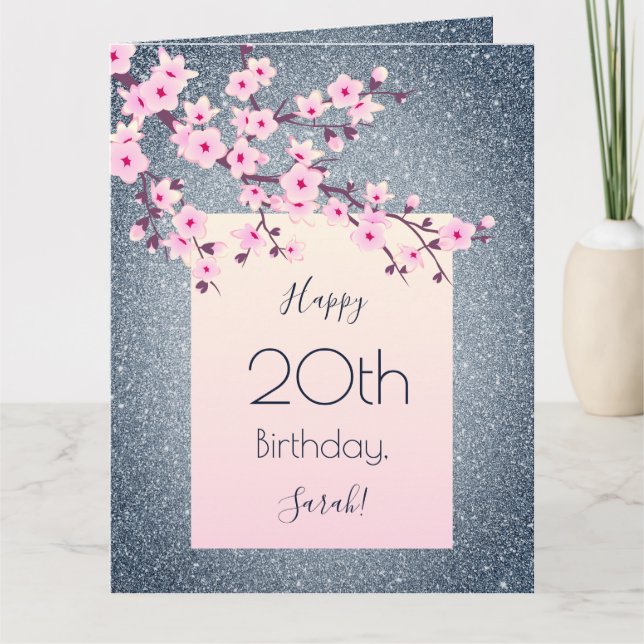 Carte Fleurs de cerisier Joyeux anniversaire Parties sci (Devant)