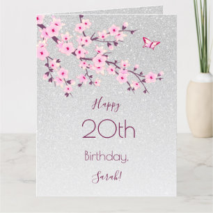 Carte Fleurs de cerisiers Bonne Parties scintillant d'ar