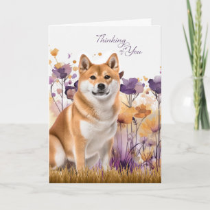 Carte Fleurs de chien Akita Pensées pour toi