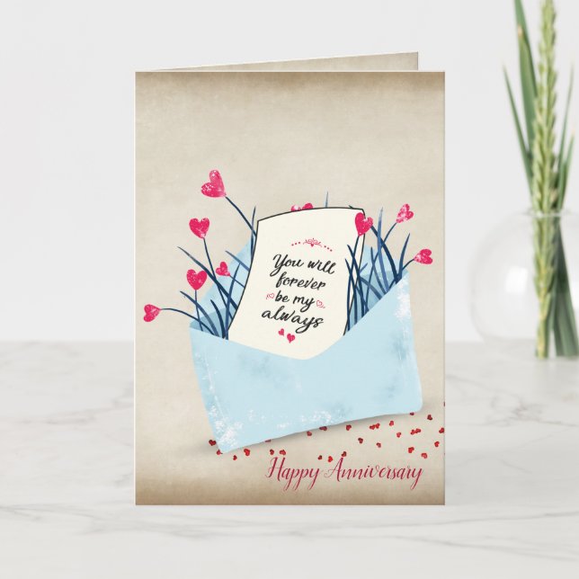 Carte fleurs de coeur rouges avec enveloppe (Devant)