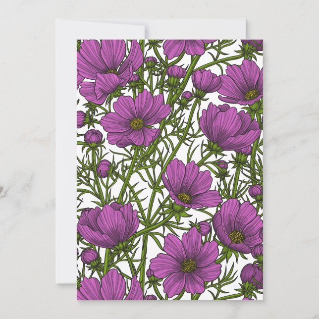 Carte Fleurs de cosmos violet (Devant)