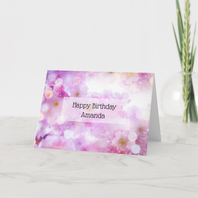 Carte Fleurs de fleurs de cerisier rose Photo Anniversai (Devant)