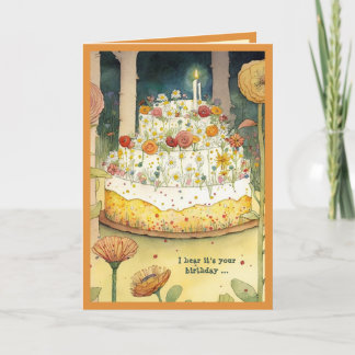 Carte Fleurs de gâteau d'anniversaire et chandelle de fo