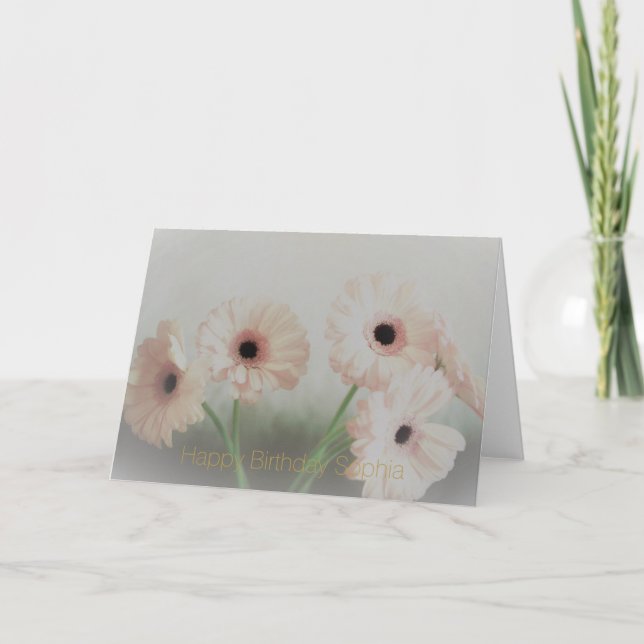 Carte Fleurs de Gerbera rose Anniversaire (Devant)