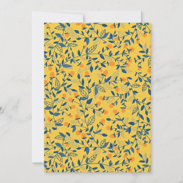 Carte Fleurs de gribouillis en bleu et jaune (Devant)