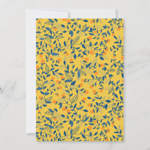 Carte Fleurs de gribouillis en bleu et jaune
