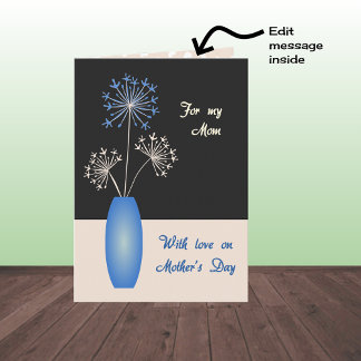 Carte Fleurs de la Fête des mères dans le vase bleu mama