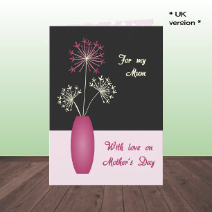 Carte Fleurs de la Fête des mères UK dans le vase modern
