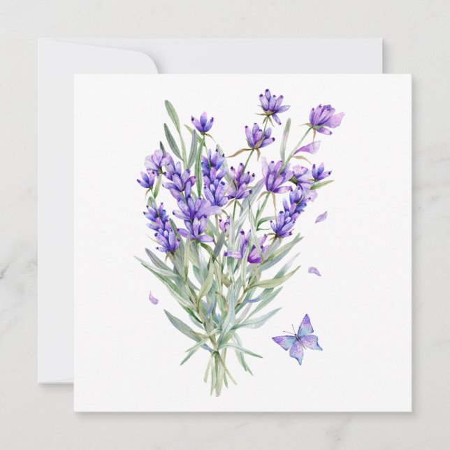 Carte Fleurs de lavande aquarelle (Devant)