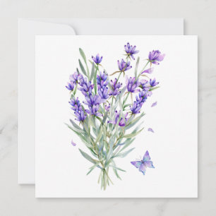 Carte Fleurs de lavande aquarelle