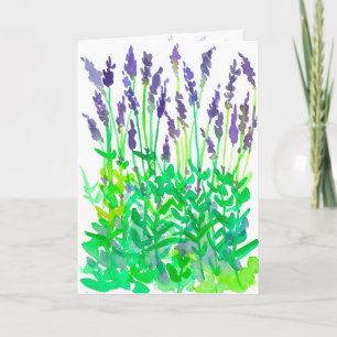 Carte Fleurs de lavande Aquarelle Joyeux anniversaire