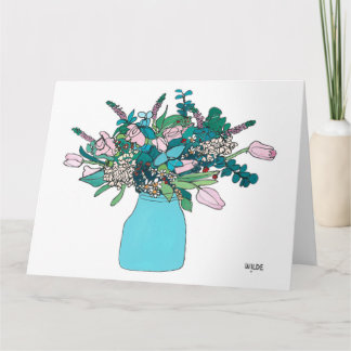 Carte Fleurs de ligne continue florissante dans le vase