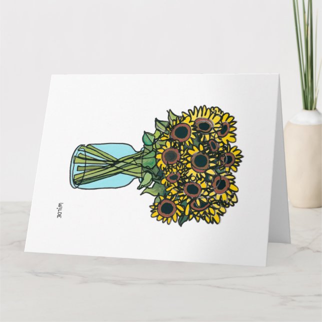 Carte Fleurs de ligne continue florissante dans le vase (Devant)