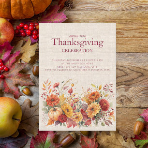 Carte Fleurs de lin rustiques d'automne pour Thanksgivin