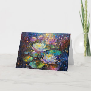Carte Fleurs de lotus délicates s'épanouissant dans la n