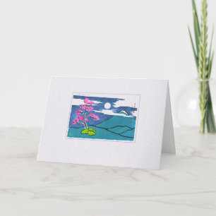 Carte Fleurs de lune et de prune Mt. Fuji (blanc) 2 cart