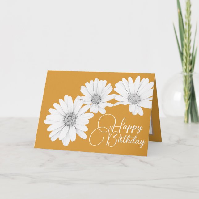 Carte Fleurs de marguerites girly modernes Anniversaire  (Devant)