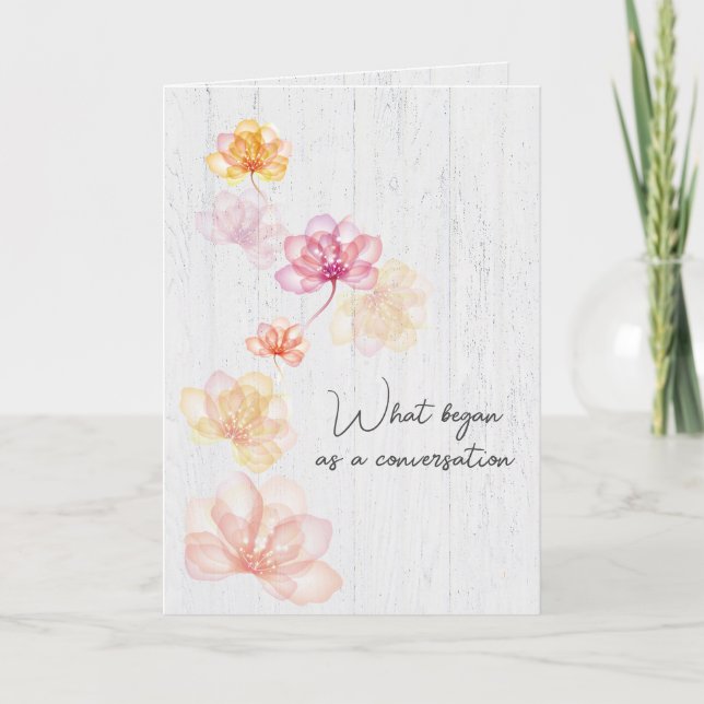 Carte Fleurs de mariage sur bois blanchi à la chaux (Devant)