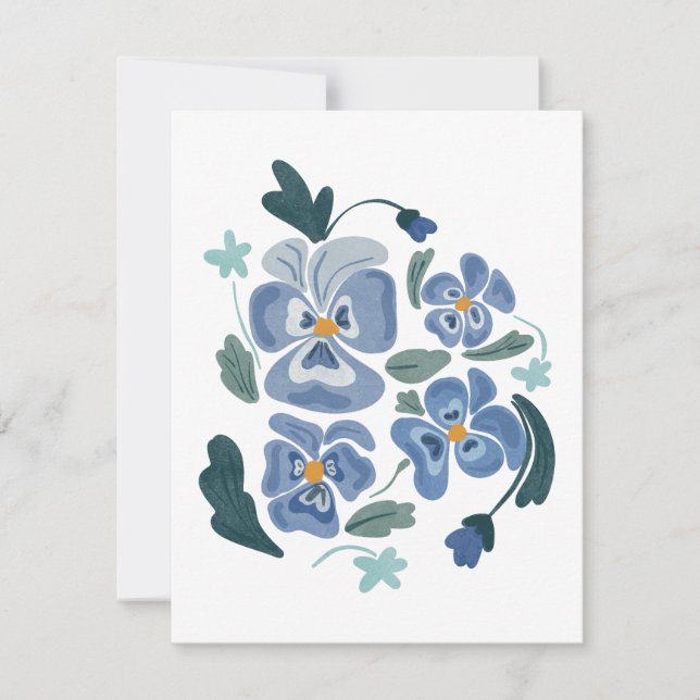 Carte Fleurs de Pansy Bleu Pansies esthétiques (Devant)