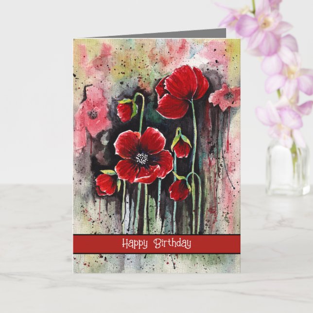 Carte Fleurs De Pavot En Aquarelle (Orchidée)