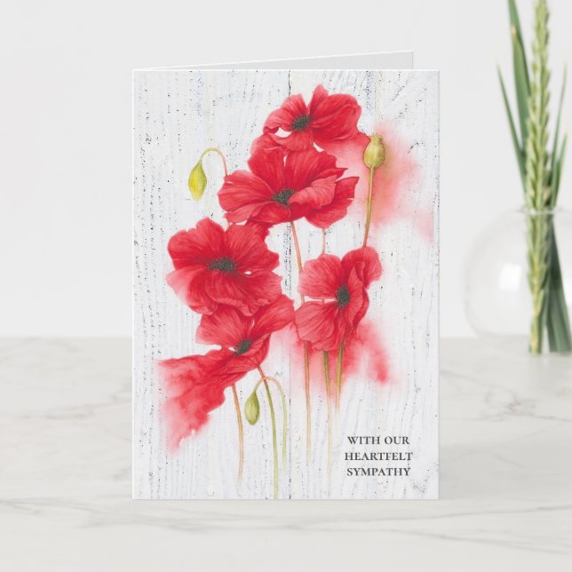 Carte fleurs de pavot rouge sympathique (Devant)