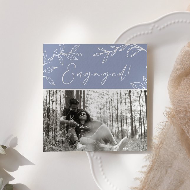 Carte Fleurs de périwinkle Boho Ajouter Photo Engagement (Créateur téléchargé)