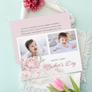 Carte Fleurs de pivoine élégantes pour la première fête 