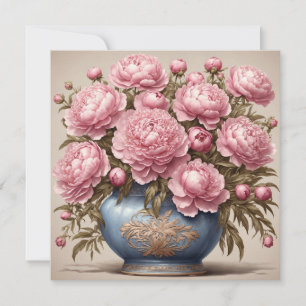 Carte Fleurs de pivoines roses