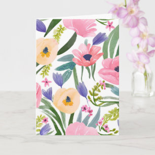 Carte Fleurs de printemps Aquarelle florale pastel