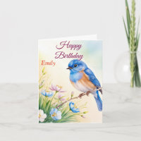 Fleurs de printemps d'oiseaux bleus personnalisées