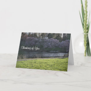 Carte Fleurs de printemps et étang Pensées pour vous