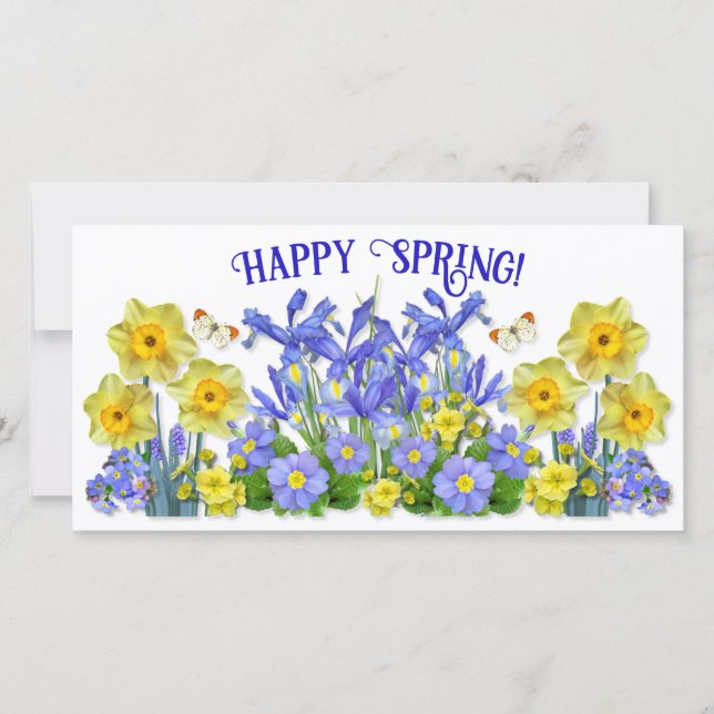 Carte Fleurs de printemps et papillons de texte personna (Devant)