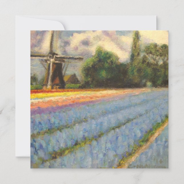 Carte Fleurs de printemps paysage Triptyque Peinture 2 d (Devant)