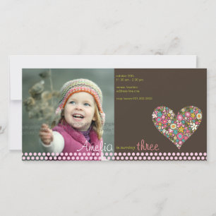 Carte Fleurs de Printemps Whimsical Heart Girl Birthday